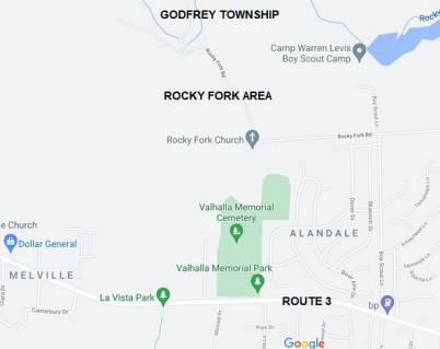 Rocky Fork area, Godfrey Township, Madison County, Illinois
