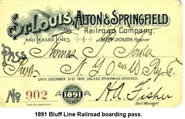 1891 Bluff Line Railroad boarding pass