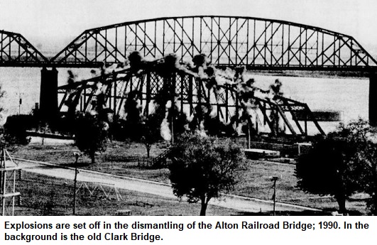 Alton Railroad Bridge blown - 1990