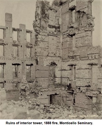 Interior tower ruins, 1888 fire