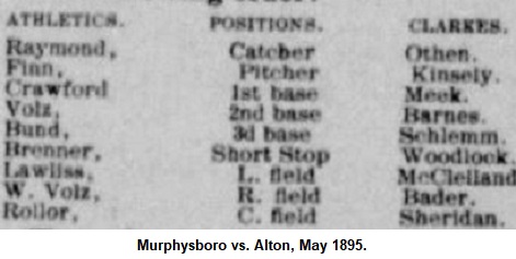 Murphysboro vs. Alton - baseball game, May 1895
