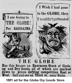Globe Dry Goods ad - 1881