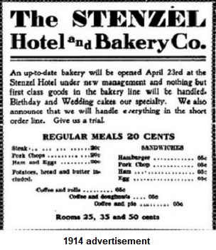 Stenzel Hotel ad - 1914