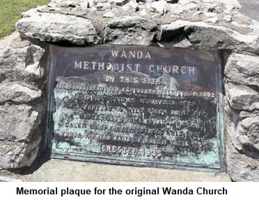 Historical marker for the original Wanda Church