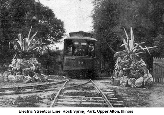 Electric streetcar line, Rock Spring Park, Upper Alton, IL