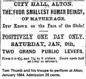 Tom Thumb performs in Alton, 1864